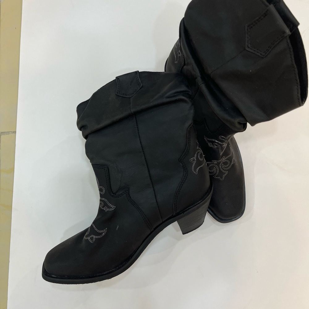 Santa Fe Boot Co. Women’s Leather Cowboy‎ Ankle Boots Black Size 7.5 Western